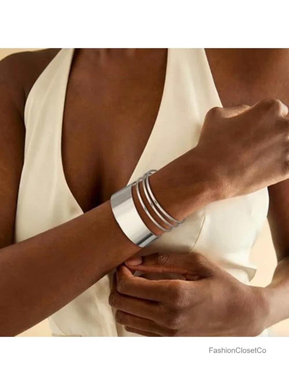 4pcs Chunky Gold Cuff Bracelets Set Open Bangle Upper Arm Cuff Jewelry